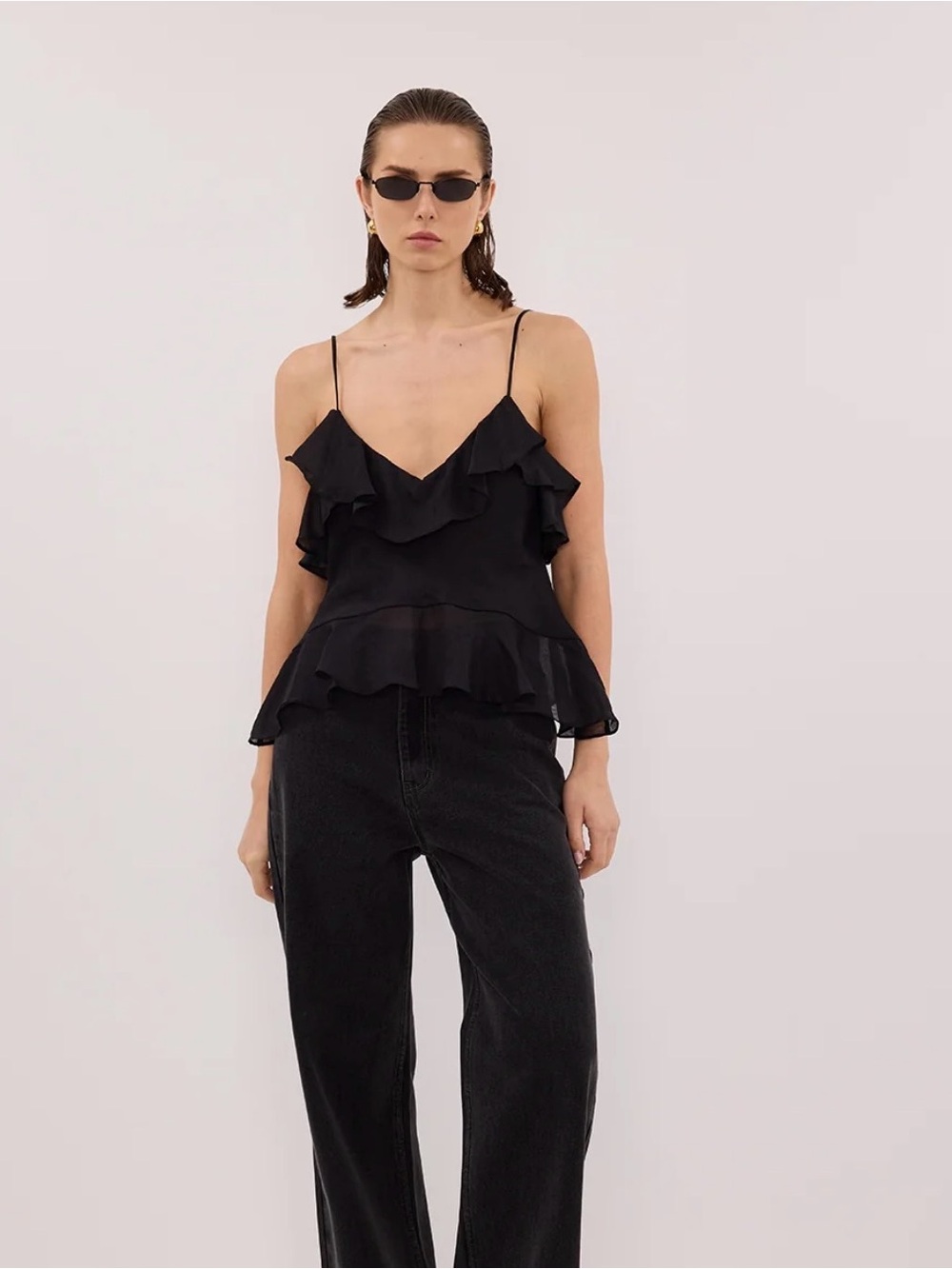 DISSH Sara Black Ramie Cami Tank Top